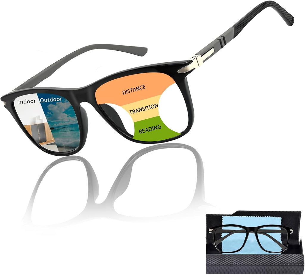 Progressive Multifocal Reading Glasses Photochromic Transition Anti Blue Light UV400 TR90 Indoor Outdoor