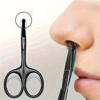 Professional Stainless Steel Nose Hair Trimmer - Precision Grooming Scissors for Eyebrow, Ear & Facial Hair, Ergonomic & Safe Design