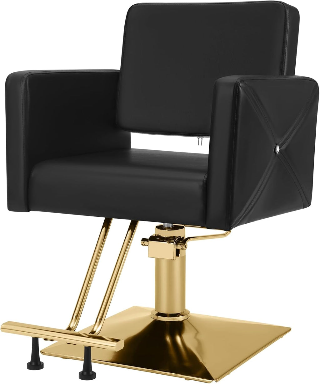 Artist hand Hair Salon Chair Black and Gold, Hydraulic Styling Chair with Heavy Duty Pump, 360 Degree Swivel Barber Chair, Beauty Salon Equipment for Hair Stylist, Max Load 330 Lbs