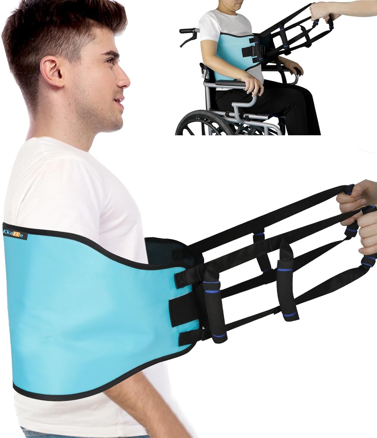 Transfer Sling for Elderly, Padded Assist Gait Belt, Heavy Duty Patient Lift with Straps, Mobility Standing and Lifting Aid for Elderly, Injured, Disabled - Safely Move from Wheelchair and Bed