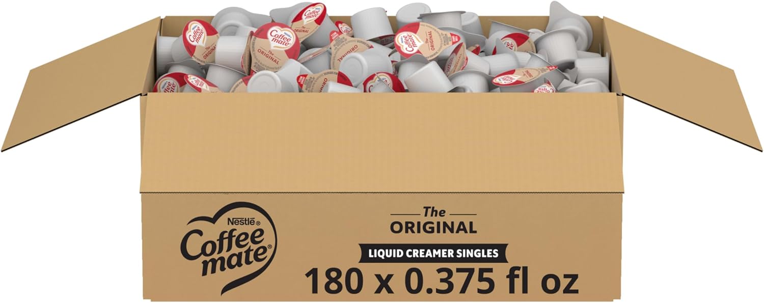 Nestle Coffee mate Coffee Creamer, Original, Liquid Creamer Singles, Non Dairy, No Refrigeration, 0.375 fl oz Tubs (Pack of 180)