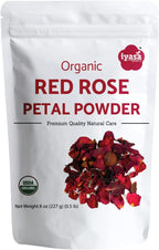 Organic Rose Petal Powder 8oz - USDA Certified Organic Rose Petals Food Grade - Refreshing Floral Tea Blend & Natural Pink Tint for Baking - DIY Skin & Hair Care by Iyasa Holistics
