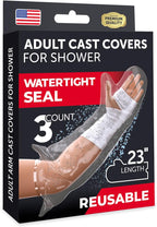 Mighty-X 100% Waterproof Cast Covers for Shower Arm - Tight Seal - 3pk Adult Reusable Cast Protectors - Half Arm Bag Sleeves
