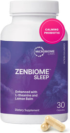 Microbiome Labs Zenbiome Sleep - L Theanine Supplement with Lemon Balm Extract & Probiotics with Bifidobacterium Longum - Help Soothe the Gut-Brain Axis at Bedtime (30 Capsules)