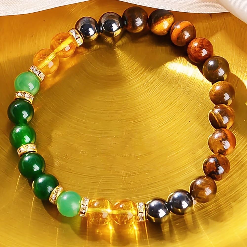 Money Attraction Bracelets for Women & Men Natural Crystal Tiger's Eye Black Yellow Tourmaline Onyx Attracts Money Bracelet