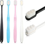 Boao 4 Pcs Soft Bristle Toothbrush Nano Toothbrush Ultra Soft Brush Manual Brush with 20, 000 Bristles for Sensitive Teeth Adult(Pink, Blue, Black, White)