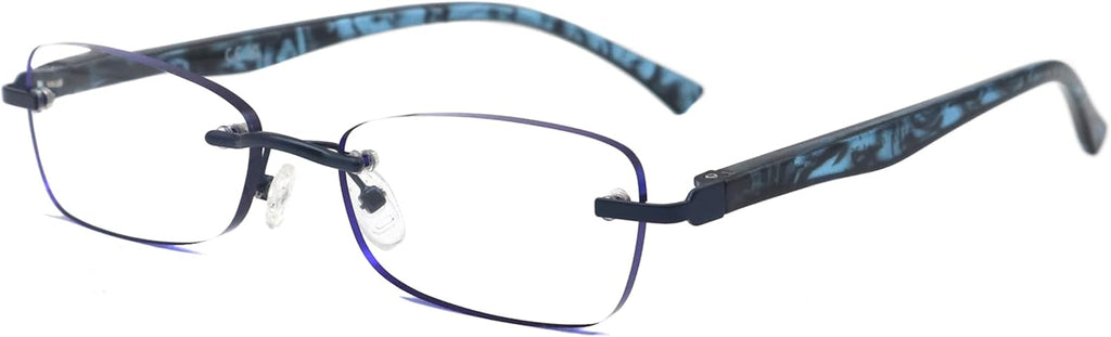 Rimless Reading Glasses for Women, Frameless Lightweight Computer Readers for Women with Spring Hinges/Tinted Edges