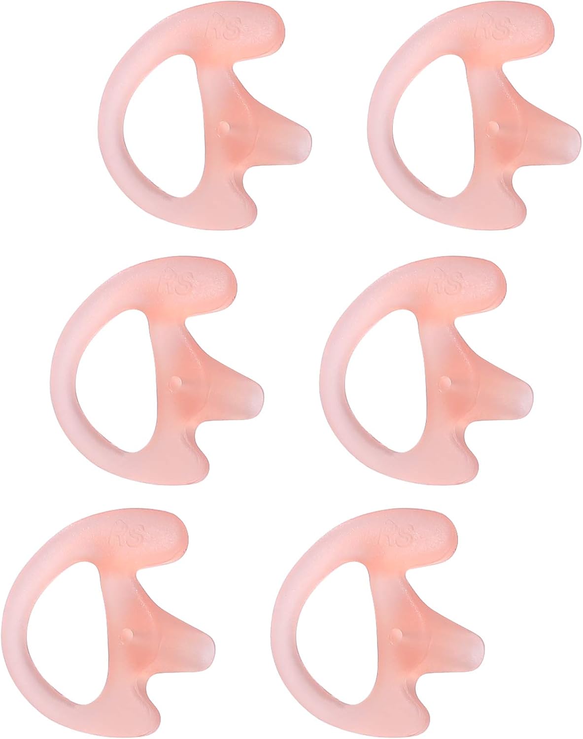 Commountain Soft Earmold for Walkie Talkie Acoustic Tube Earpiece, Silicone Ear Buds Compatible for Motorola Kenwood Baofeng Coil Tube Earpieces, 6-Pack, Pale Pink, Small Size for Right Ear