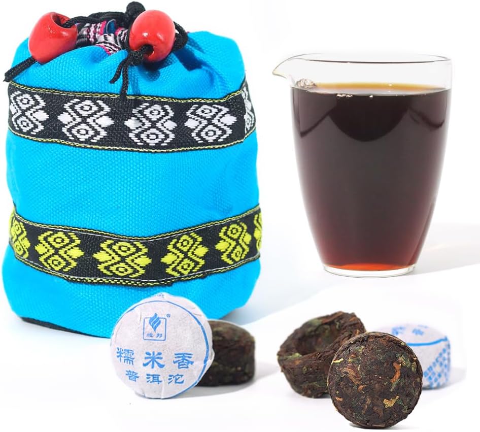 LWXLJMJZC-40pcs Cooked Stick Rice Puerh Tea|Ripe(Shu) Mini Tuo Cha|Yunnan Glutinous Rice Balls Pu erh Cake