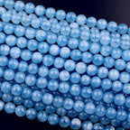 Zenkeeper 108 Pcs Natural Aquamarine Beads for Jewelry Making 8 MM Authentic Blue Aquamarine Loose Gemstones Beads