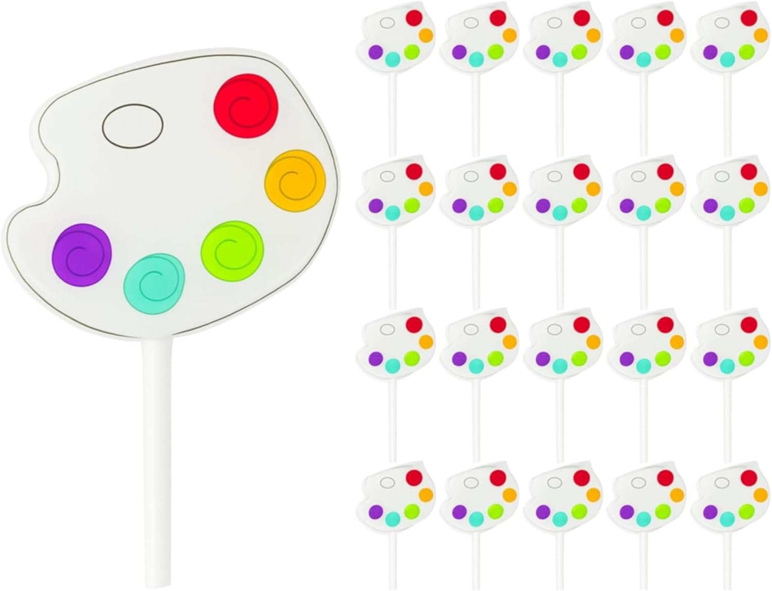 24pk Bulk Artist Pallette Lollipops – Individually Wrapped Candy Painting Palet for Art Birthday Party Favors, Painting Party Decorations, Sip and Paint Supplies, Jumbo Suckers