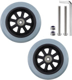 5 Inch Rubber Wheelchair Replacement Front Wheels, 2 Pcs Replacement Wheelchair Front Wheels with Screw Accessories for Wheelchairs, Rollators, Walkers (Black and Gray)