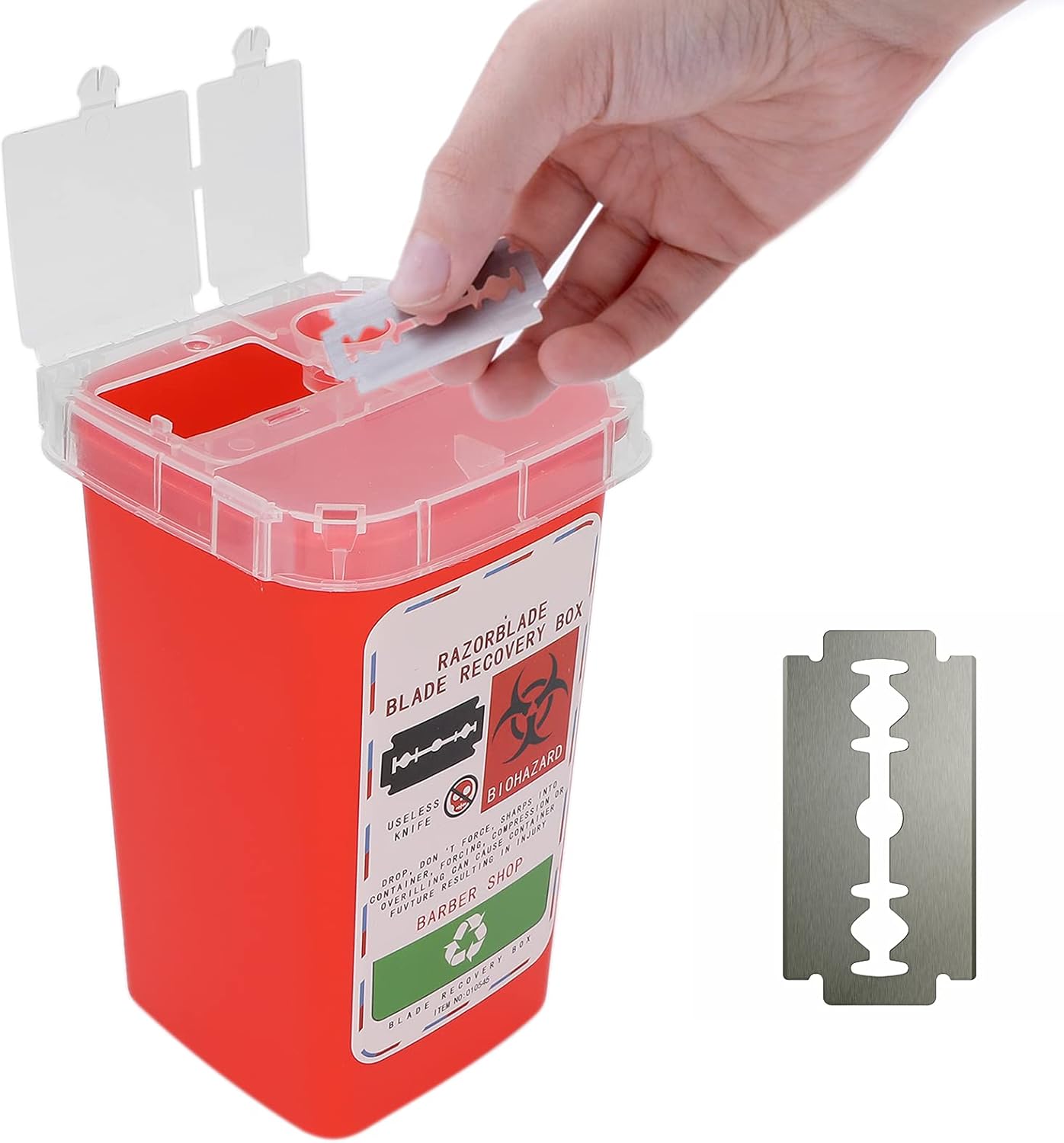 Safety Razors Blade Disposal Case, Disposable Razors Cutter Container, Barber Shop Storage Container, Small Portable Sharps Container, Razors Blade Bank for Home Professional (Red)