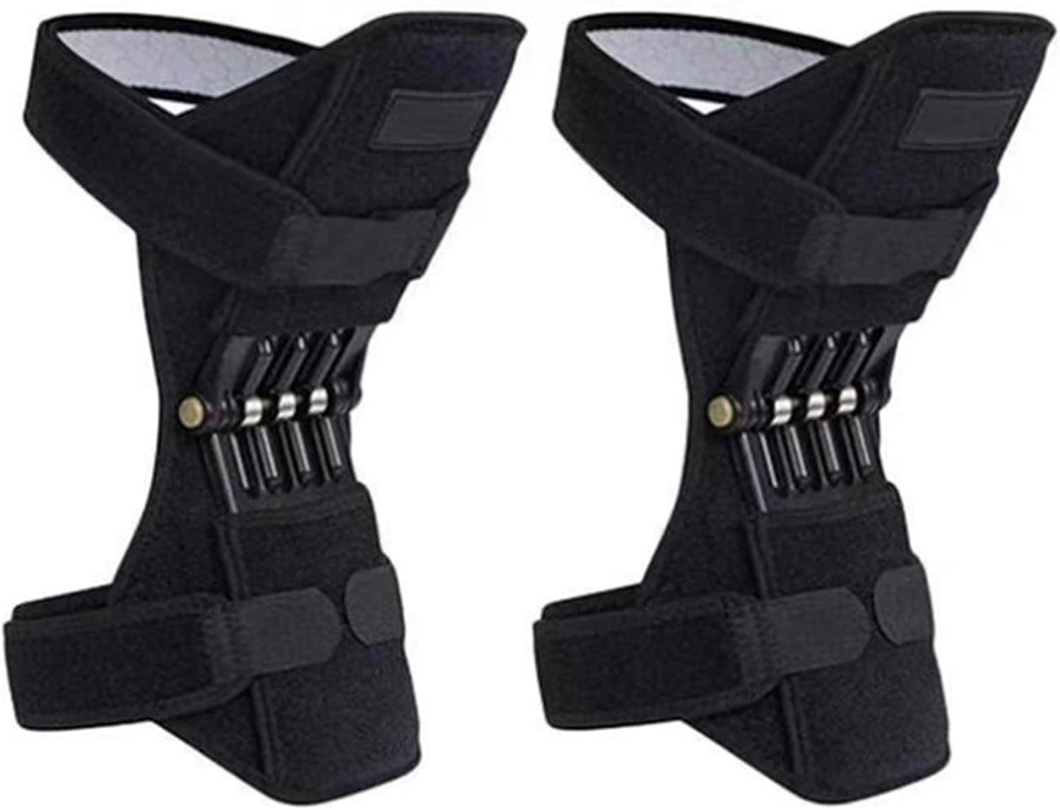 1 Pair Knee Booster Brace with Rebound Springs, Power Lift Patella Support Wrap, Joint Stabilizer Pad, Knee Protection Booster for Weak Legs, Pain Relief
