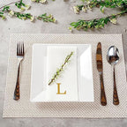 Luxenap 15.8 X 7.9 Inch Linen-Feel Guest Towels, 50 Lettered Hand Towels - Gold Letter 'L', Sans Serif Font, White Paper Dinner Napkins, airlaid, For Restrooms And Tables