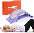 Premium Back Stretcher for Lower Back Pain Relief – 4-Level Adjustable Lumbar Support Board with Soft EVA Massage Strip – Durable & Portable Back Cracker to Release Tension and Reset Your Day (Purple)