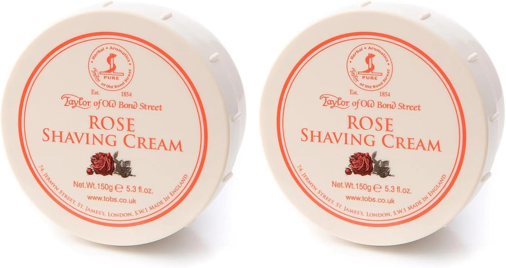 Taylor of Old Bond Street Rose Fragrance Shaving Cream Bowl 150g (2-Pack) – Rich Lather for Traditional Shaving