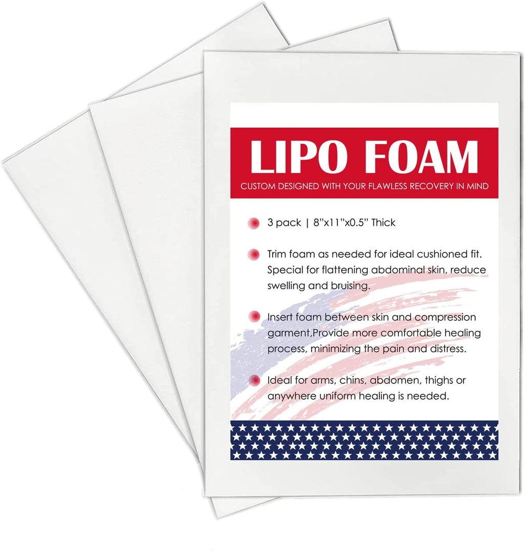 3 Pack Lipo Foam Pads - Post Surgery Ab Board Liposuction Surgery Flattening Abdominal Compression Lipo Foam Sheets 8" x 11"