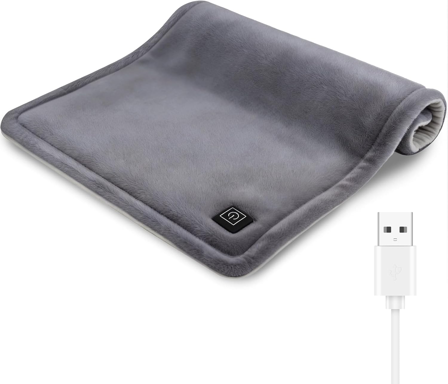 USB Heating Pad for Travel Warmth Outdoors, 5V Small Heated Pad FSA Eligible HSA Non-Rechargeable Heat Therapy for Pain Relief Abdomen Cramps, 3 Heat Settings & Auto Off (16"x 12") Gray