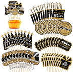 60 Pcs Happy Retirement Cupcake Toppers, Gold Retired Cake Picks for Party Decoration - Birthday Cake Topper Supplies
