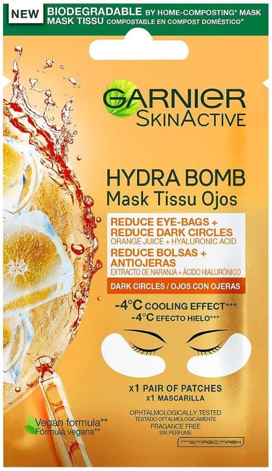Garnier Skin Naturals Moisture Bomb Eye tissue mask with orange juice and hyaluronic acid 6g