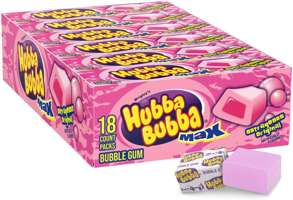 Hubba Bubba Max Chewing Gum, Original Bubble Gum, 5-pieces, 18-count