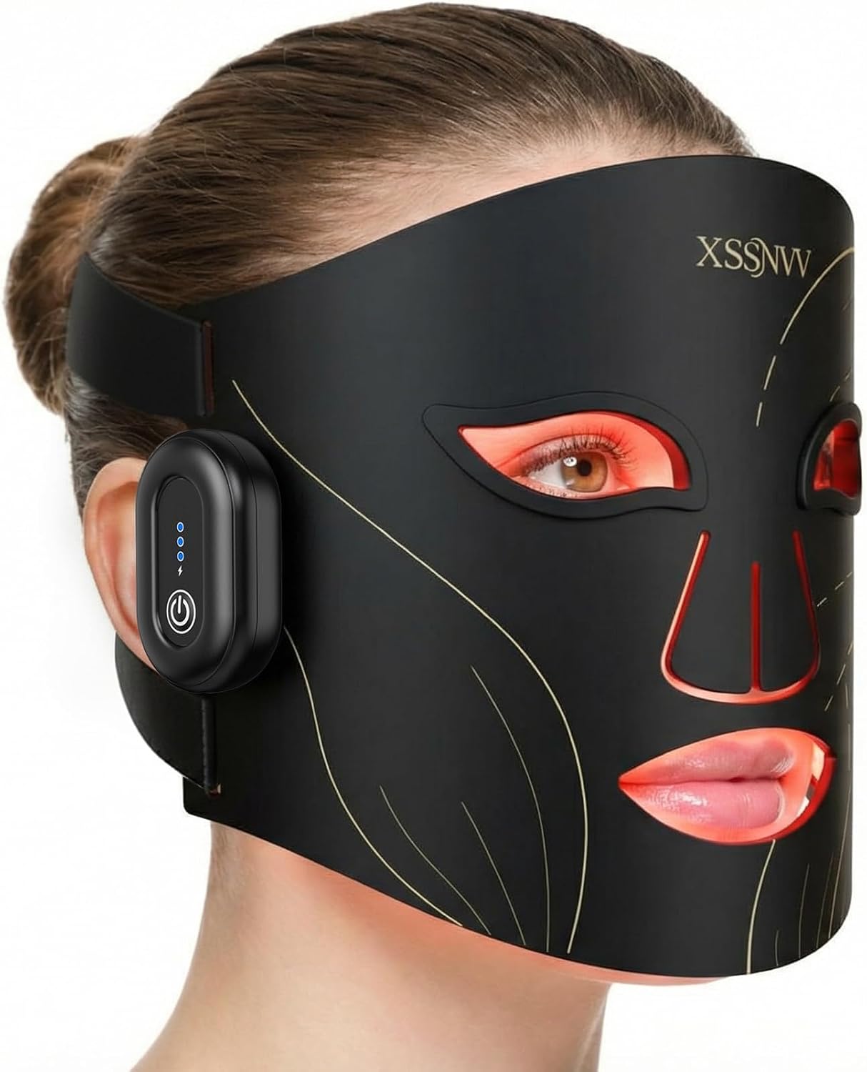 Red Light Therapy Mask for Face – 4 Mode Cordless LED Face Mask with 850NM Infrared, Red, Blue & Amber Light, 10-Min Timing Function, 272 LED Beads, Eyes Protection, Rechargeable for At-Home & Travel