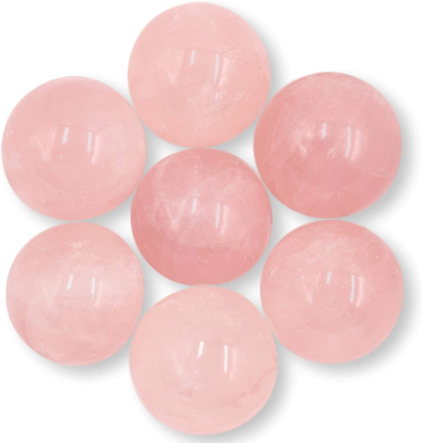 Nature Wonders Crystal Ball Sphere Rose Quartz 7 Spheres 1", 24-26mm for Reiki, Energy Healing, Meditation, Attracting Love, Palm Stones, TouchStones