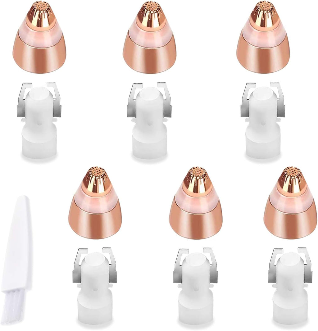 Eyebrow Hair Remover Replacement Heads: Compatible with Finishing Touch Flawless Women Eyebrow Hair Remover Trimmer Blades Painless, with Cleaning Brush, As Seen On TV 18K Gold-Plated Gold 6 Count
