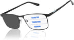 Photochromic Progressive Reading Glasses for Men | Blue Light Blocking Multifocal Readers for Computer & Reading
