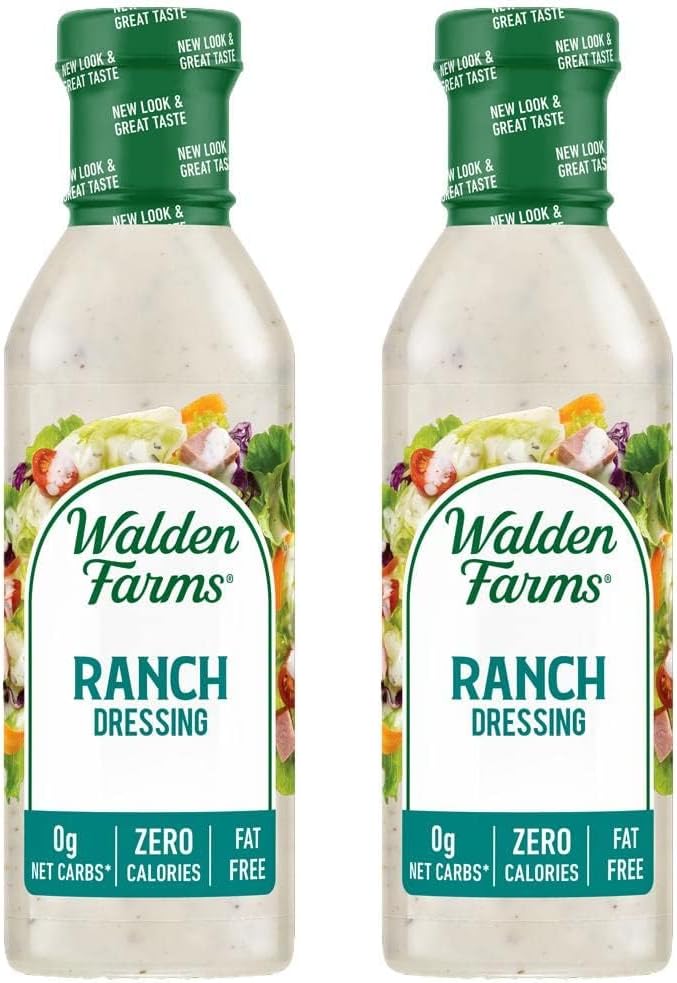Walden Farms Ranch Dressing - Calorie-Free, Gluten-Free, Low Carb, Keto-Friendly, Sugar-Free, Dairy-Free Creamy Ranch Flavor - 2 Pack Value Pack, 12 oz Bottles