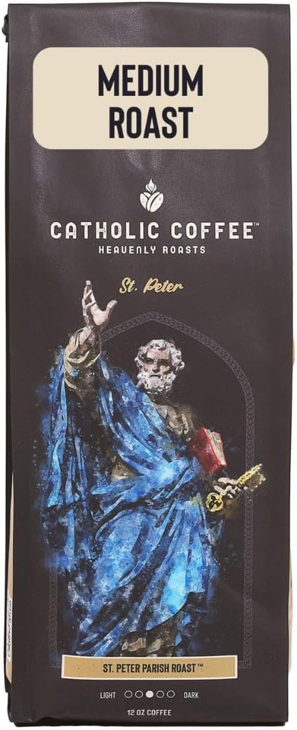 Catholic Coffee St. Peter | Medium Roast Ground Coffee – Chocolate & Nutty Notes | 12oz Bag – Catholic Gift Honoring the First Pope and Rock of the Church