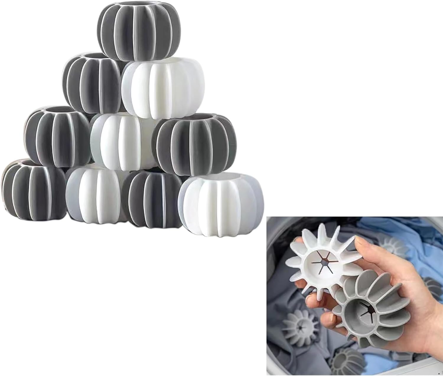 Anti Tangle Laundry Balls, 10 Pcs 2.36 Inch TPE Reusable Cloth Washing Balls for Washing Machine (10)