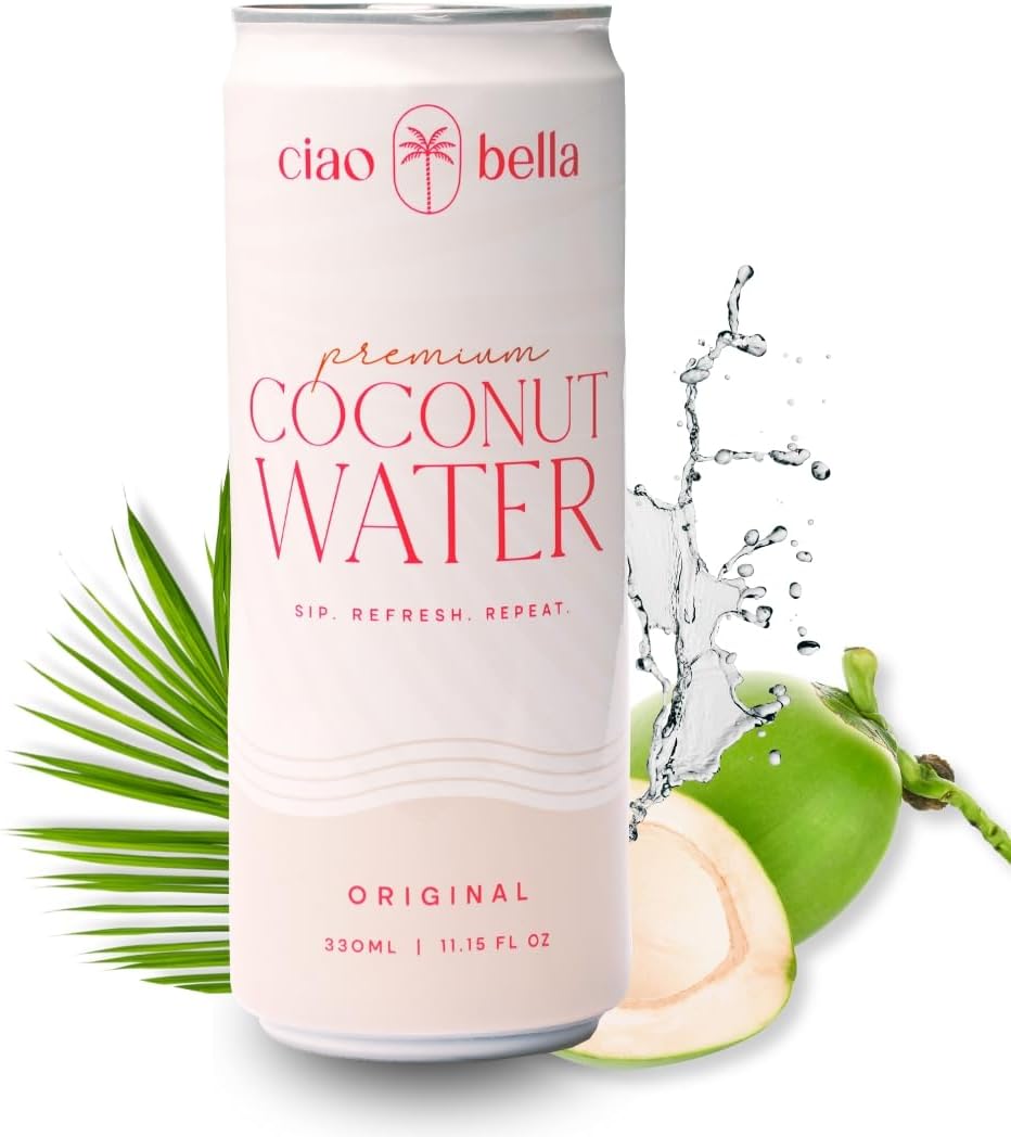 ciao bella Premium Coconut Water: All-Natural Hydration, Non-GMO, One Simple Ingredient 11.15 Fl Oz (Pack of 12)