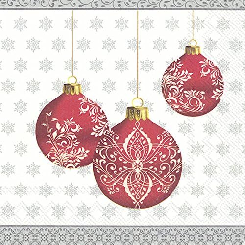FESTIVE BUBBLES white silver Christmas Luncheon Paper Table Napkins 20 in a pack 33cm square
