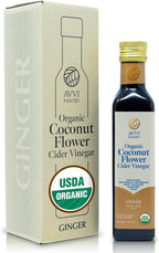 AVVI Organic Coconut Vinegar with Nectar - Premium Gourmet Balsamic Vinegar Alternative, Condiment for Healthy Cooking, Salad Dressing, Marinades (Ginger)