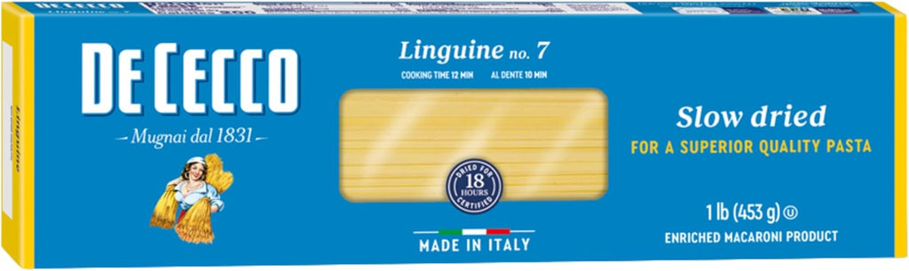 De Cecco Linguine No. 7 Pasta, 16 Oz, Authentic, Slow Dried, Made with Durum Wheat, Versatile Pasta for Sauces & Recipes, Made in Italy