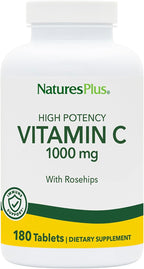 NaturesPlus Vitamin C 1000 mg with Rose Hips - 180 Tablets - Supports Immune Health, Energy & Antioxidant Protection - Vegetarian, Gluten Free - 180 Servings