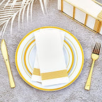 LITOPAK 200 Pack Paper Hand Towels for Bathroom, Striped Gold Paper Napkins Disposable, and Guest Towels Disposable for Bathrooms, Party, Wedding or Events