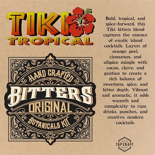 TAPCRAFT Tiki Bitters Making Kit – DIY Tropical Bitters Kit for Home Mixology and Craft Cocktails – Create Your Own Exotic Aromatic Infusion