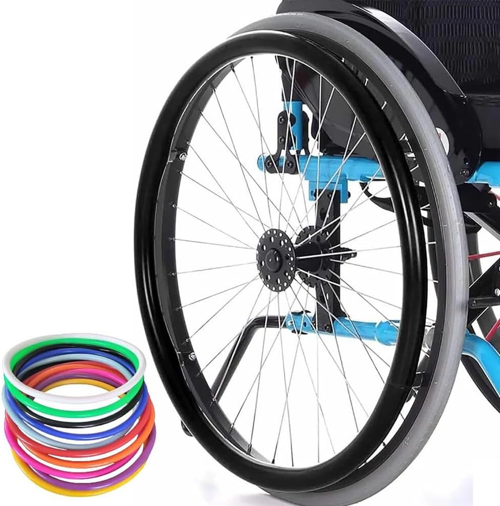 20/22/24Inch Wheelchair Push Rim Covers 1 Pair Silicone Wheelchair Hand Push Cover Non-Slip Hand Push Cover Improve Grip and Traction, Easy to Take of and Clean,Black,24in