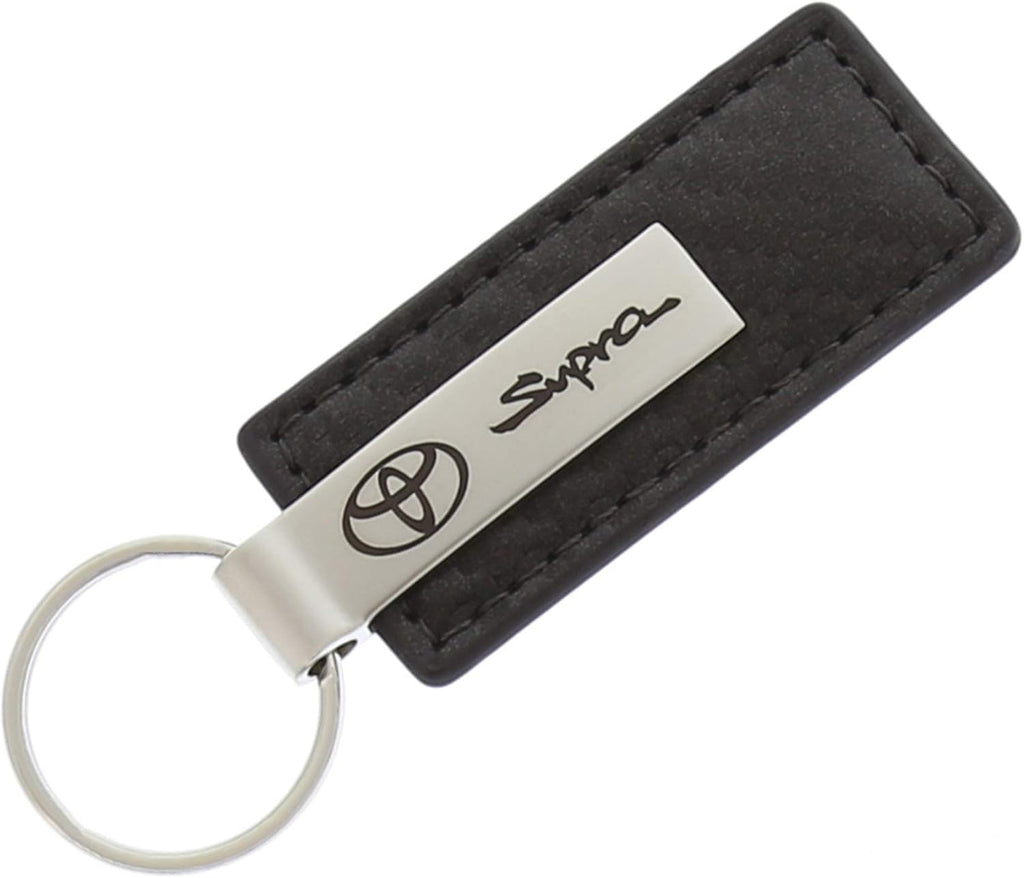 AU-TOMOTIVE GOLD Carbon Fiber Rectangular Leather Key Chain for Toyota Supra (Gunmetal)