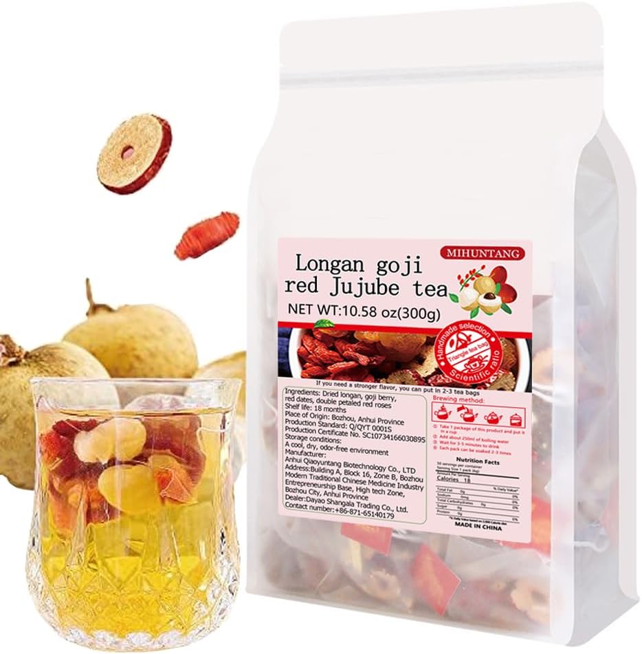 Longan goji red Jujube tea 10.58 oz combination of flower and tea fruit tea in bags Women's five treasures tea drink桂圆枸杞红枣茶300g
