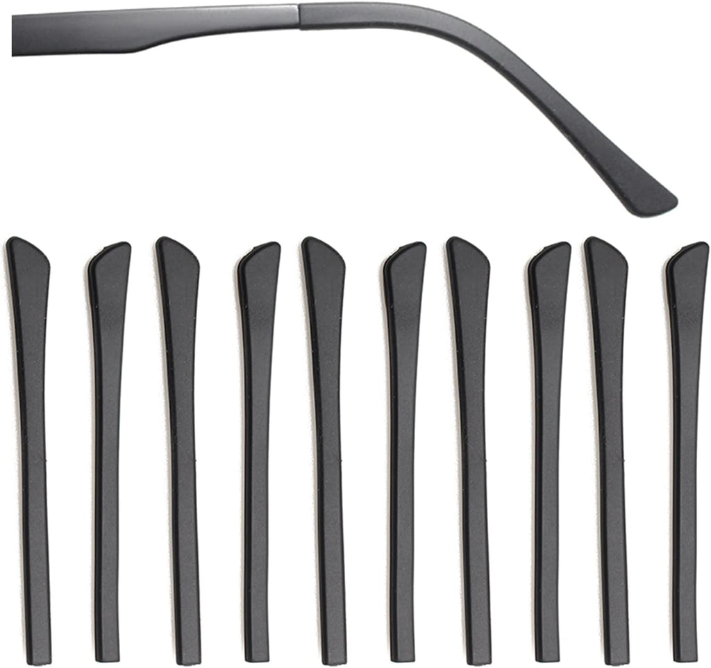 5 Pairs Anti-Slip Silicone Eyeglass End Tips Ear Sock Pieces Tube Eyewear Comfort Replacement Tips for Flat Thin Metal Eyeglass Legs Black