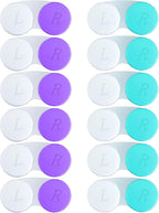 12PCS Contact Lens Case, Contact Lens Box Left/Right Eyes Holder Container, Outdoor Mini Contact Lens Soak Storage Kit for Travel&Home.(6Purple+ White, 6Green+ White)