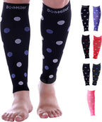 Doc Miller Calf Compression Sleeve for Women & Men, Footless 20-30mmHg Support for Shin Splints, Varicose Veins, Nurses, Running, Leg Pain Relief, Polka Dots, 1 Pair