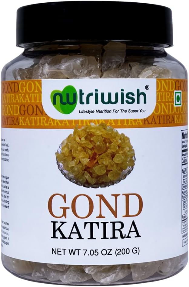 Nutriwish Gond Katira (Edible Gum/Tragacanth Gum), 200 g | Pure & Natural Plant-Based Gond for Cooling Summer Drinks, Falooda, Sherbets, Desserts, Herbal Recipes & Daily Wellness Use