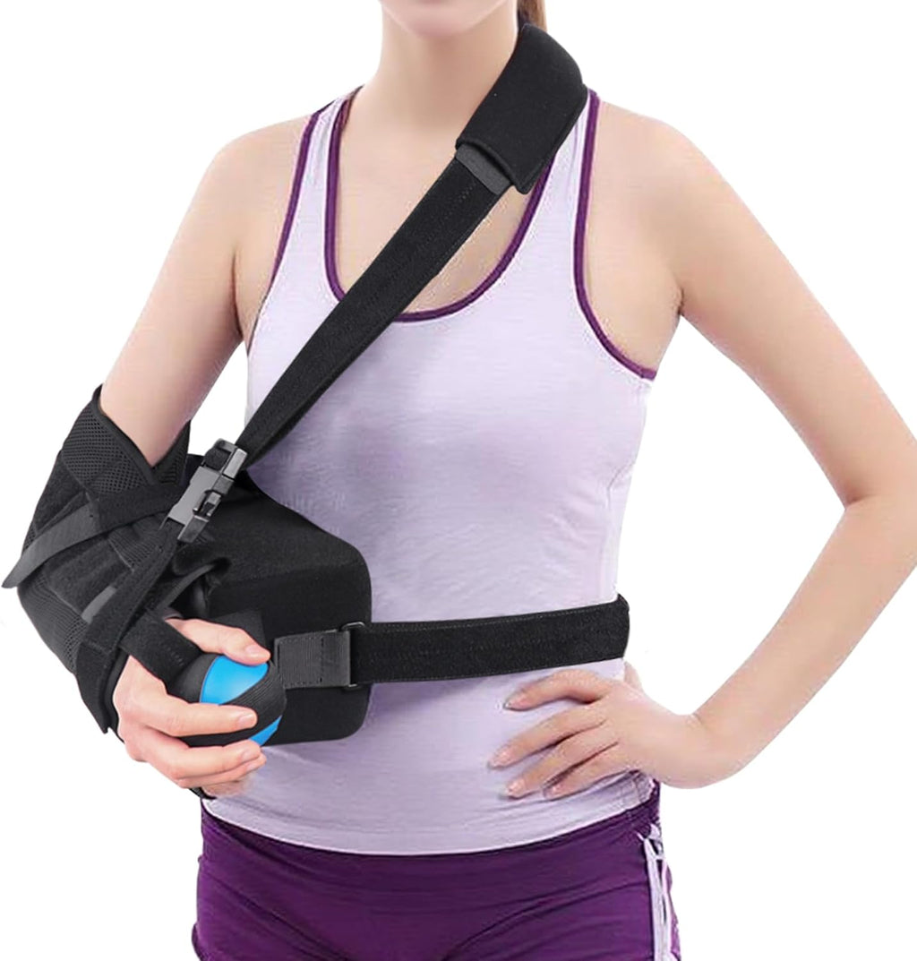 Shoulder Abduction Sling - Immobilizer for Injury Support - Pain Relief Arm Pillow for Rotator Cuff with Removable Wedge Abduction Pillow and Stress Ball, Subluxation, Surgery, Dislocated, Broken Arm
