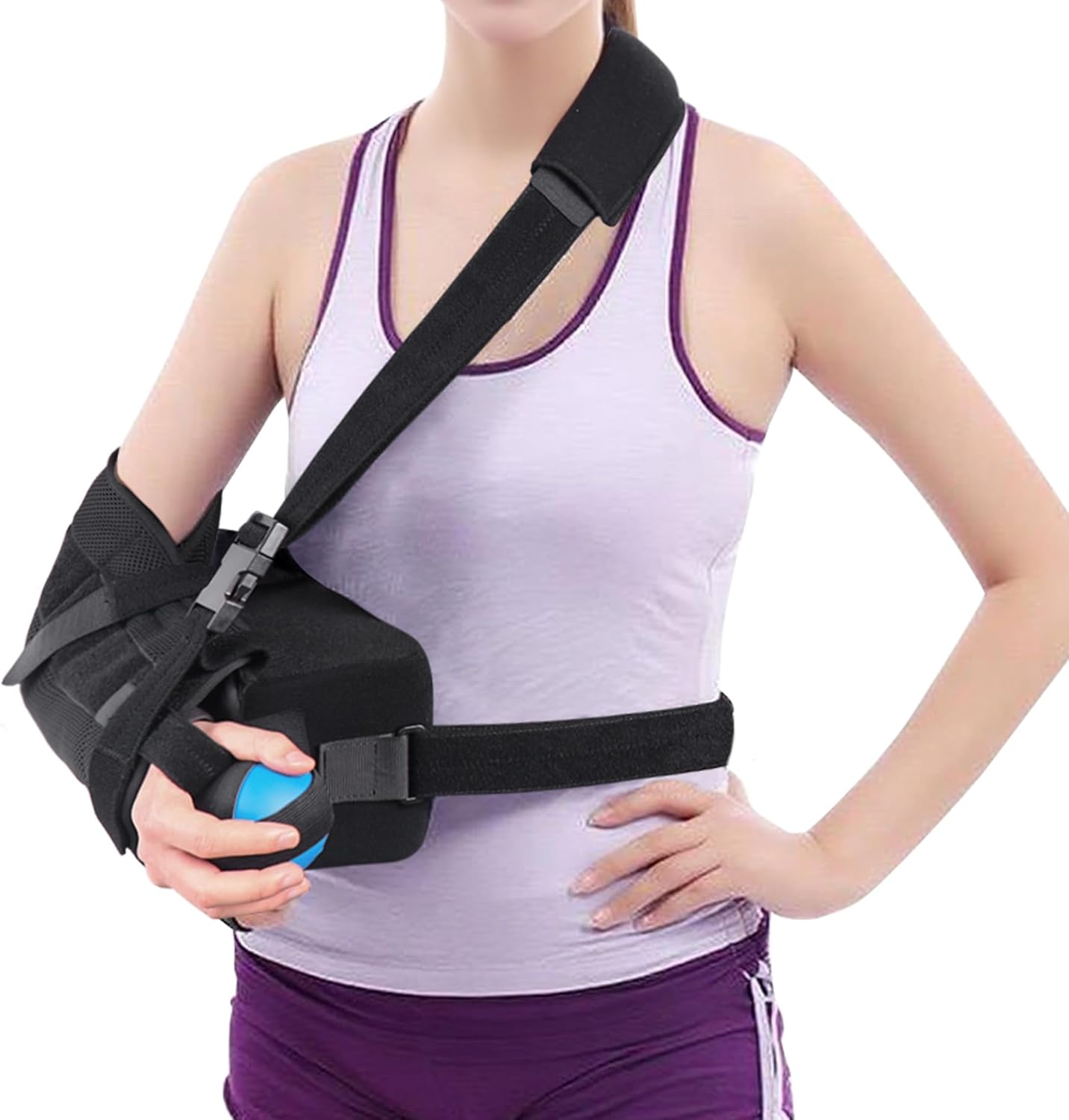 Shoulder Abduction Sling - Immobilizer for Injury Support - Pain Relief Arm Pillow for Rotator Cuff with Removable Wedge Abduction Pillow and Stress Ball, Subluxation, Surgery, Dislocated, Broken Arm
