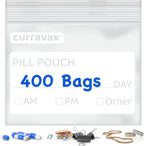 Pill Bags for Travel Pill Pouch Organizer Pack of 400 BPA Free 3 x 2.75 inch Pill Pouches for Medicine Reusable with Write on Label & Waterproof Zipper Seal AM PM Pill Baggies for Vitamins by CURRAVAX